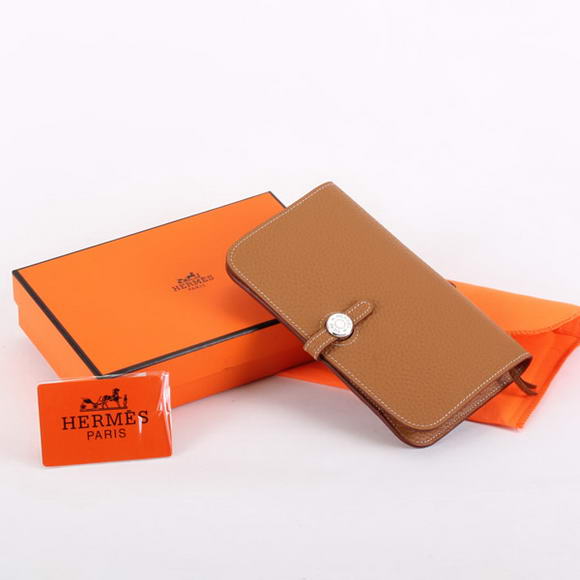 1:1 Quality Hermes Dogon Combined Wallets A508 Coffee Replica - Click Image to Close
